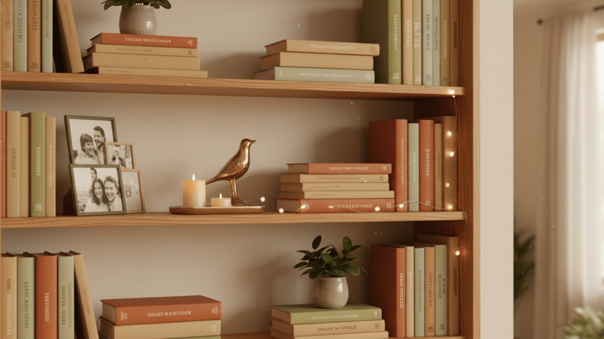 Bookshelf Styling for Warmth