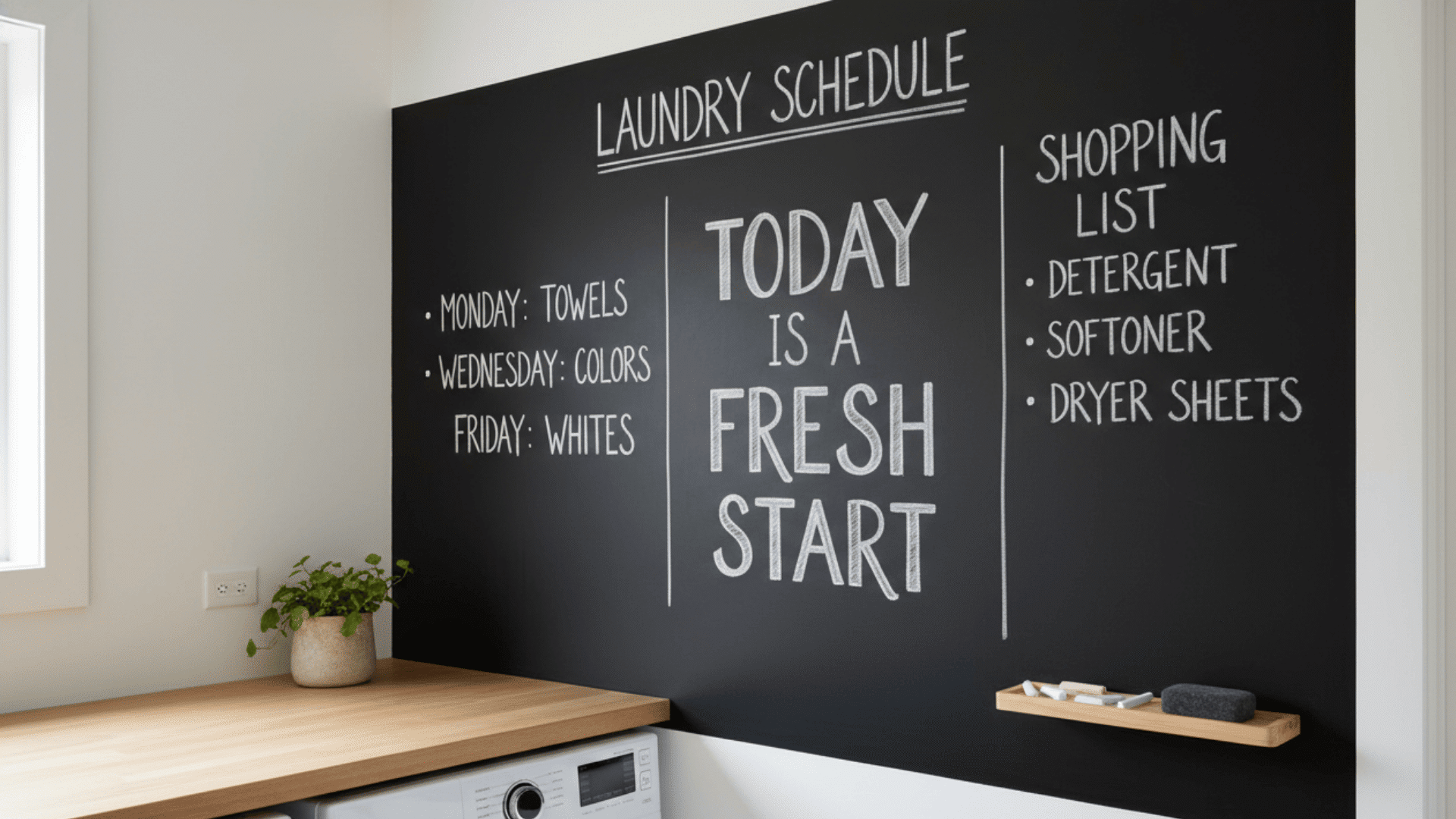 Chalkboard Wall for Notes Laundry Room