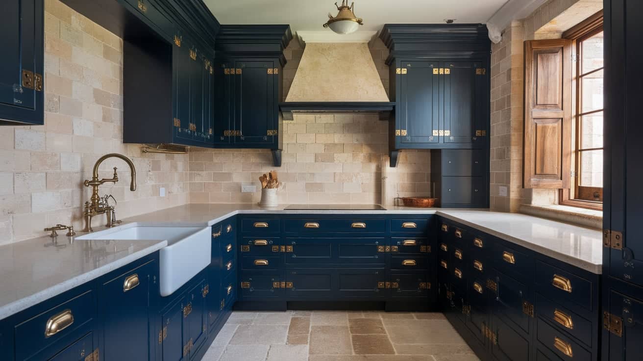 Dark Blue Cabinets