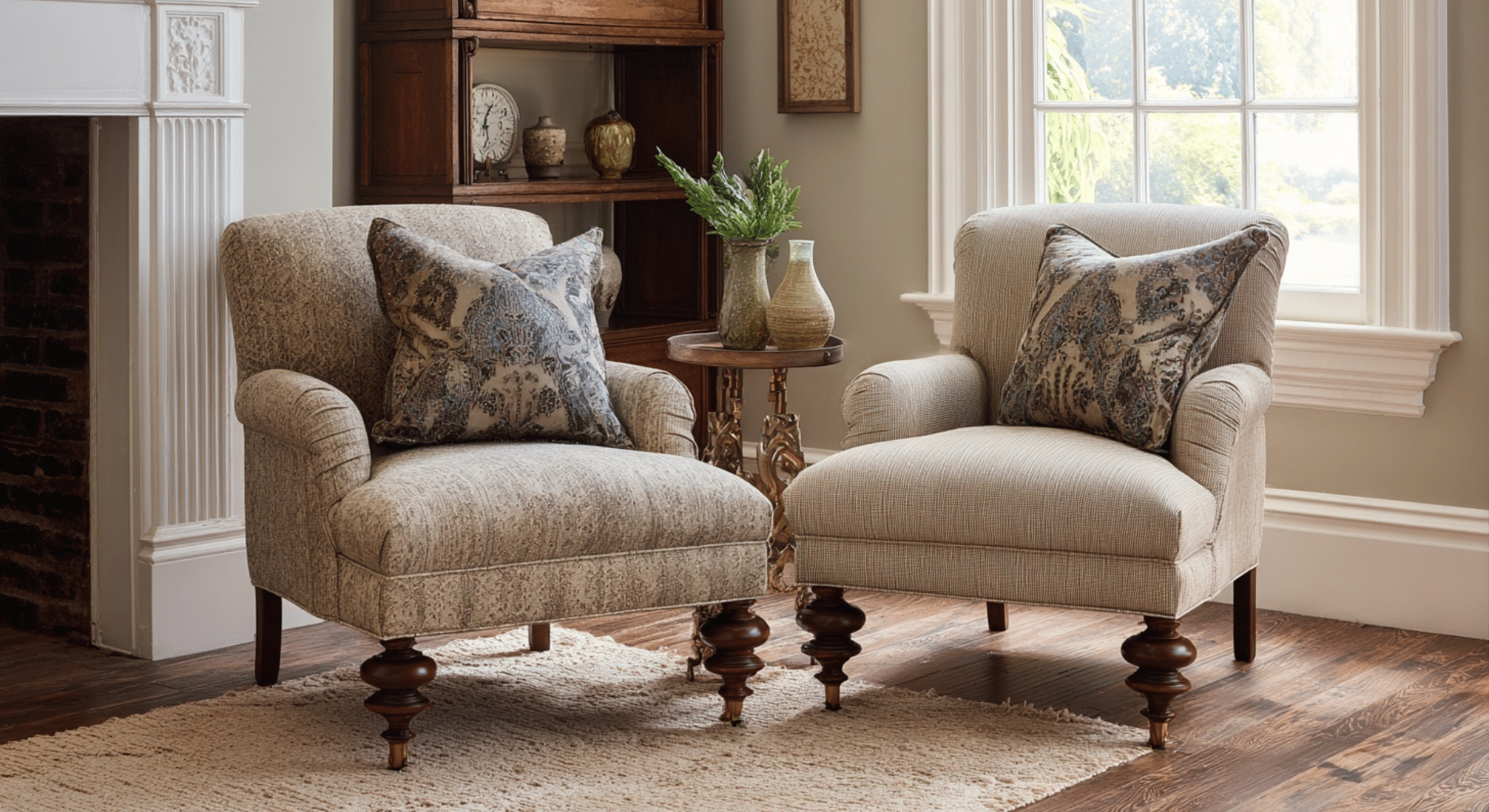 accent chairs with turned legs