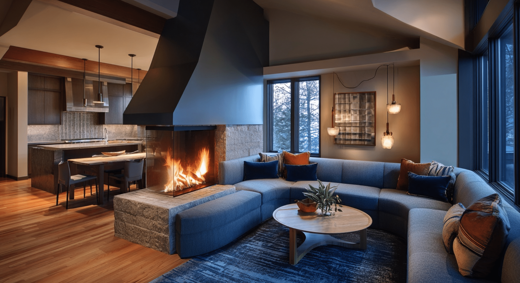 angled furniture for awkward open layouts