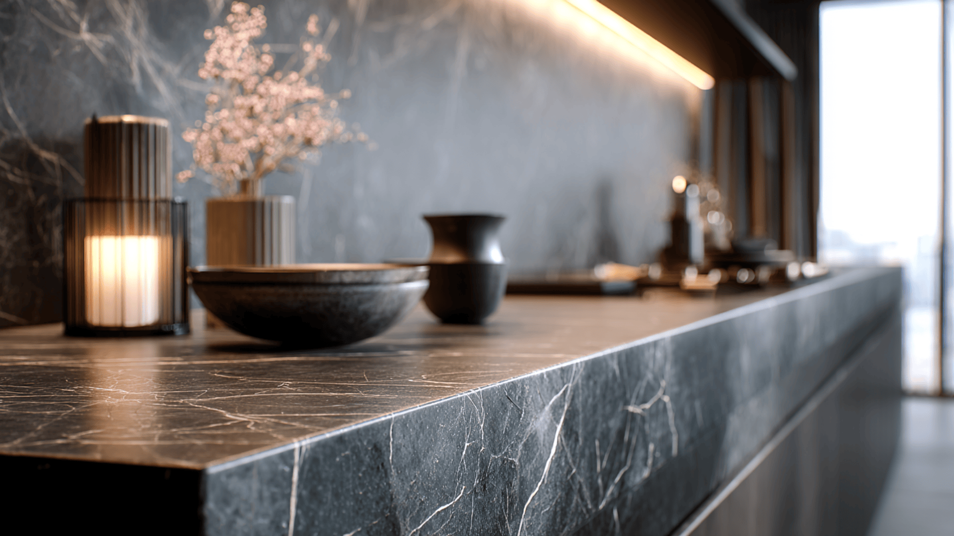 black stone with light veining