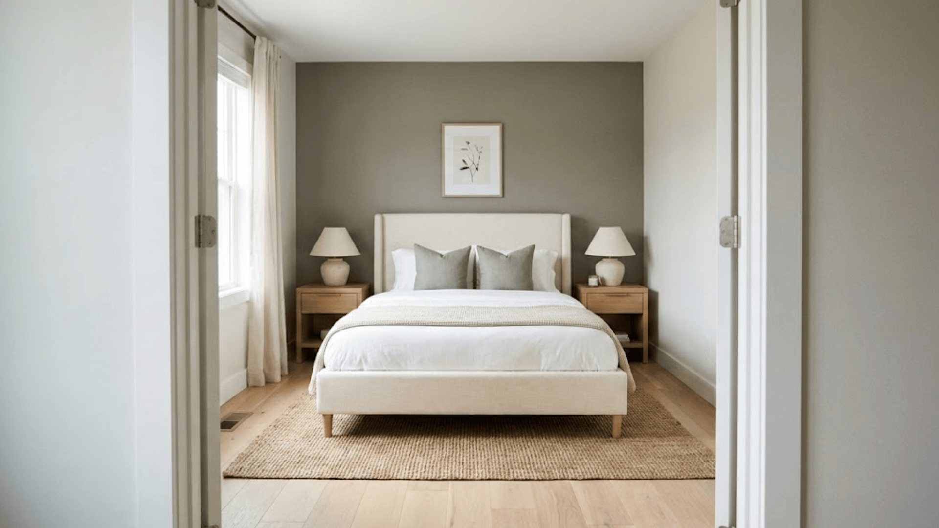 centered bed with nightstands