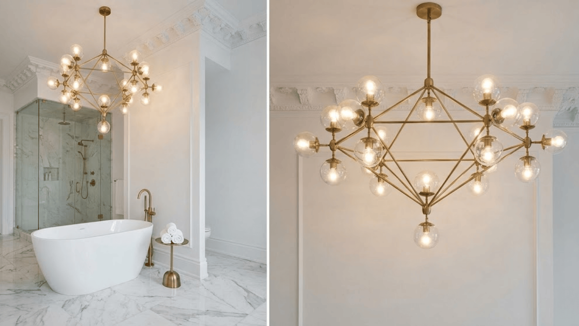 chandeliers in luxury master bathrooms