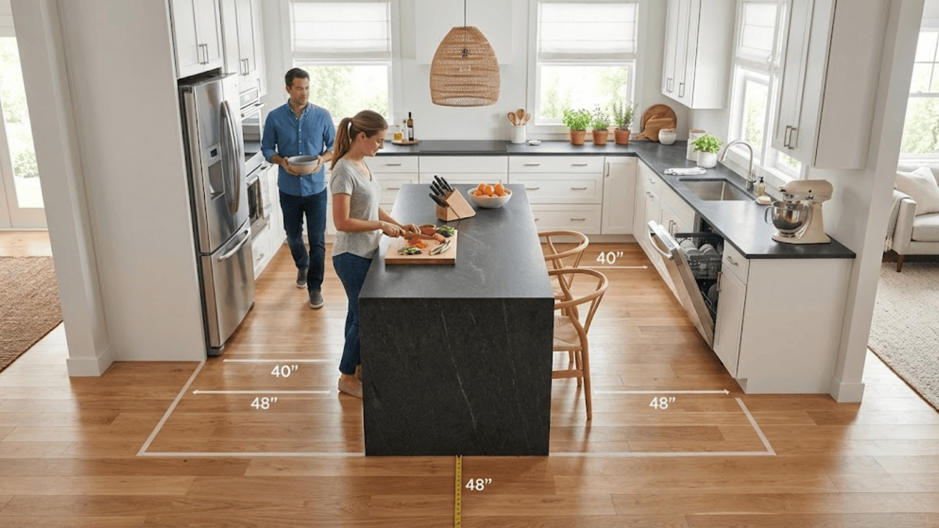 clearance walkway space around a kitchen island
