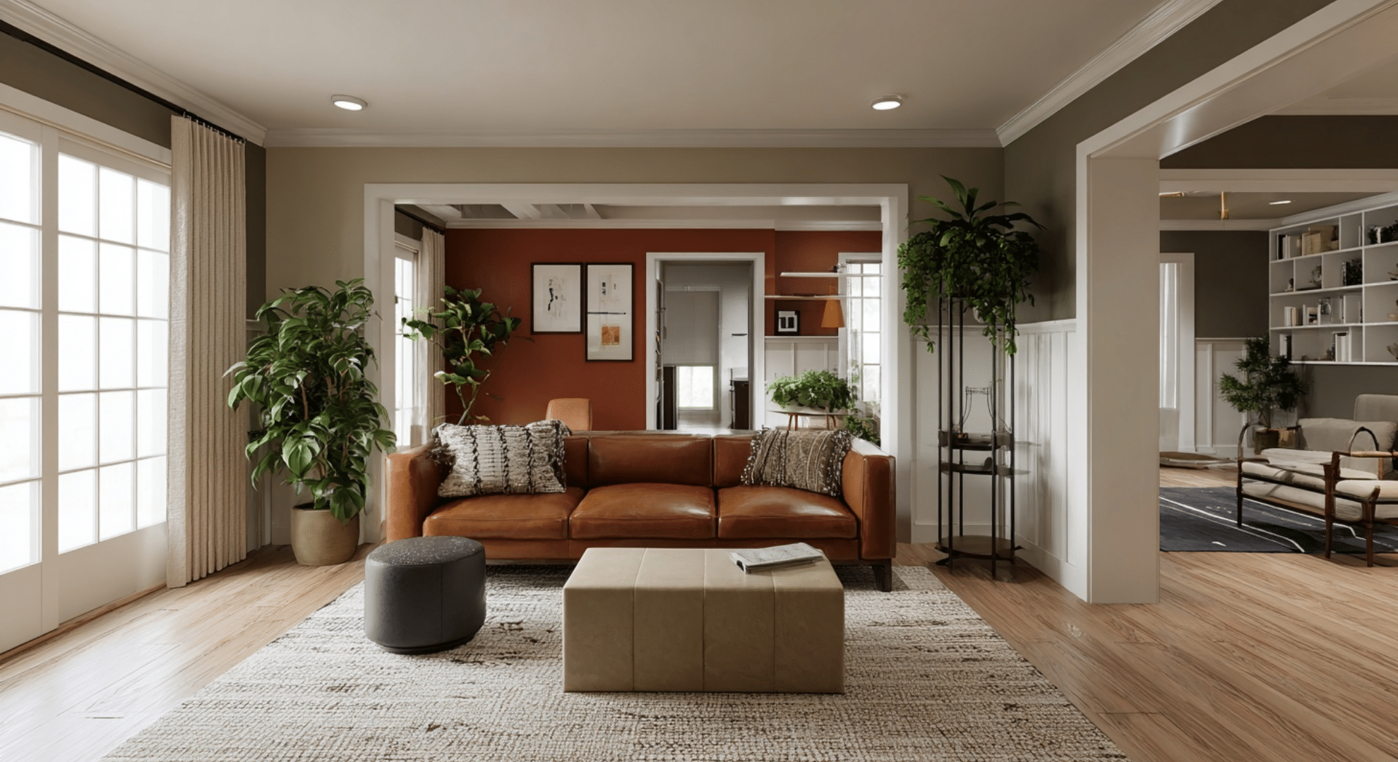 coordinated color palettes across rooms