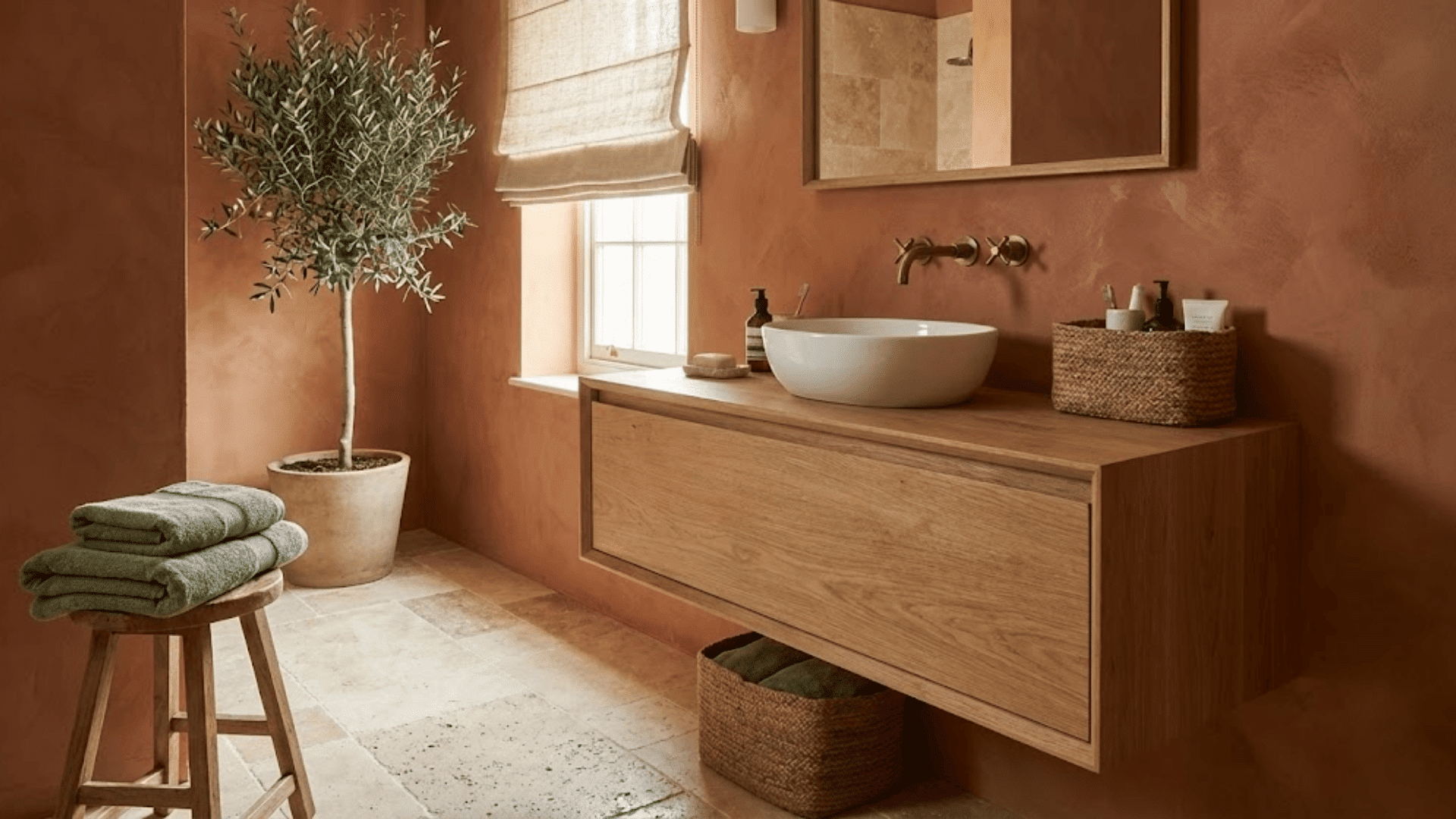 earthy organic luxury bathroom aesthetic