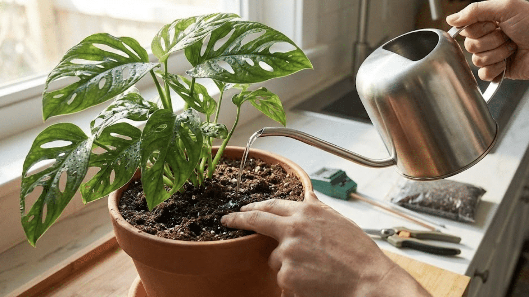 how to water a swiss cheese plant