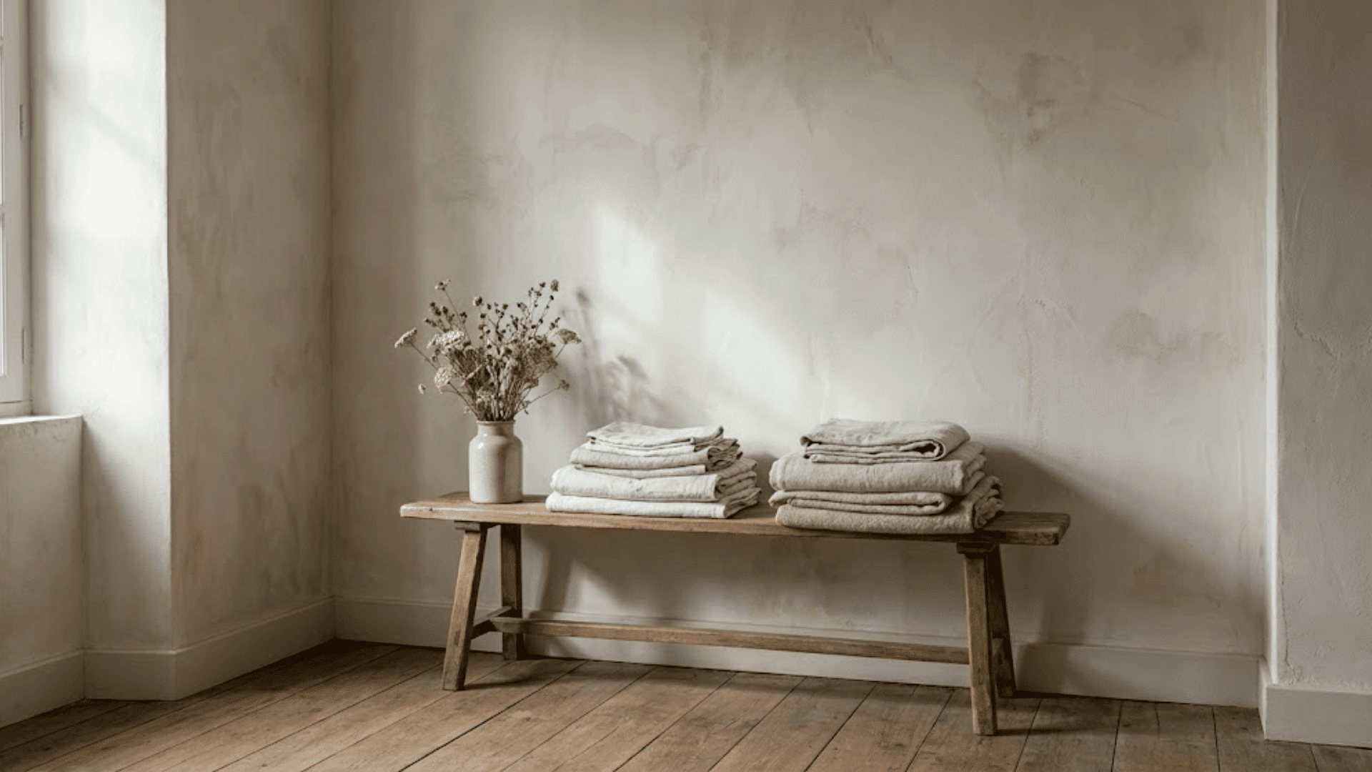 limewashed or plaster walls