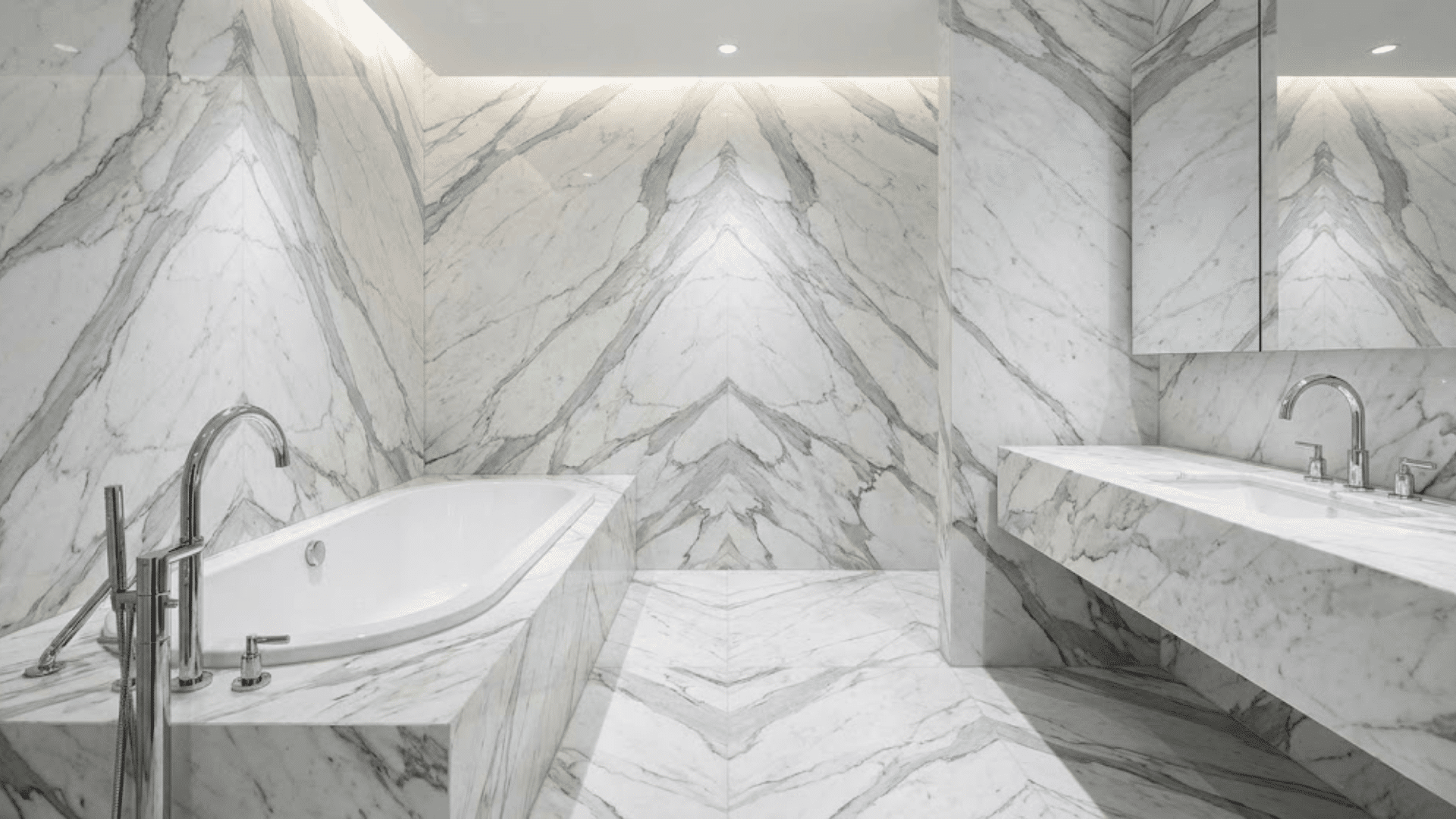 marble clad luxury master bathrooms