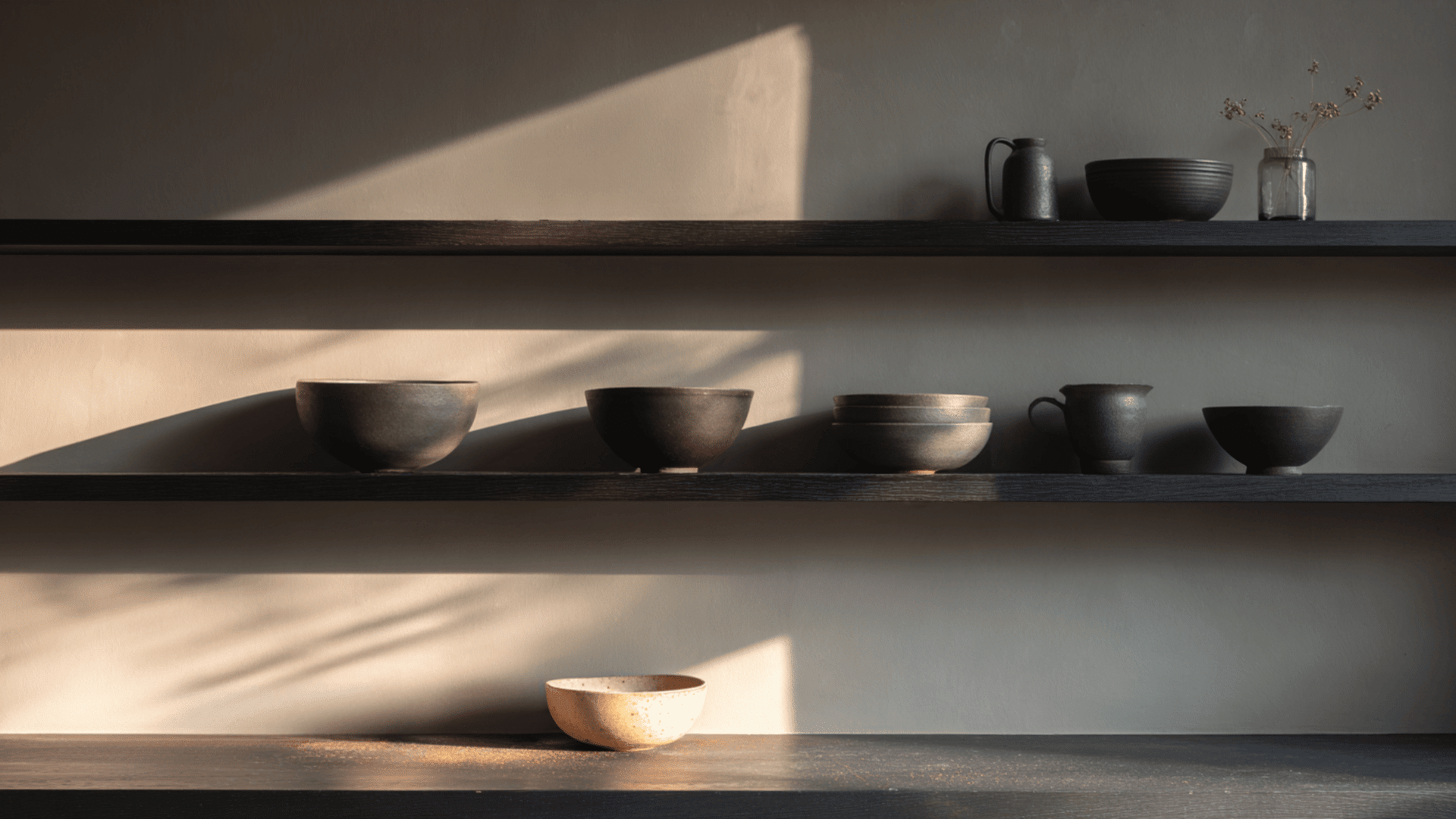 minimal shelf styling