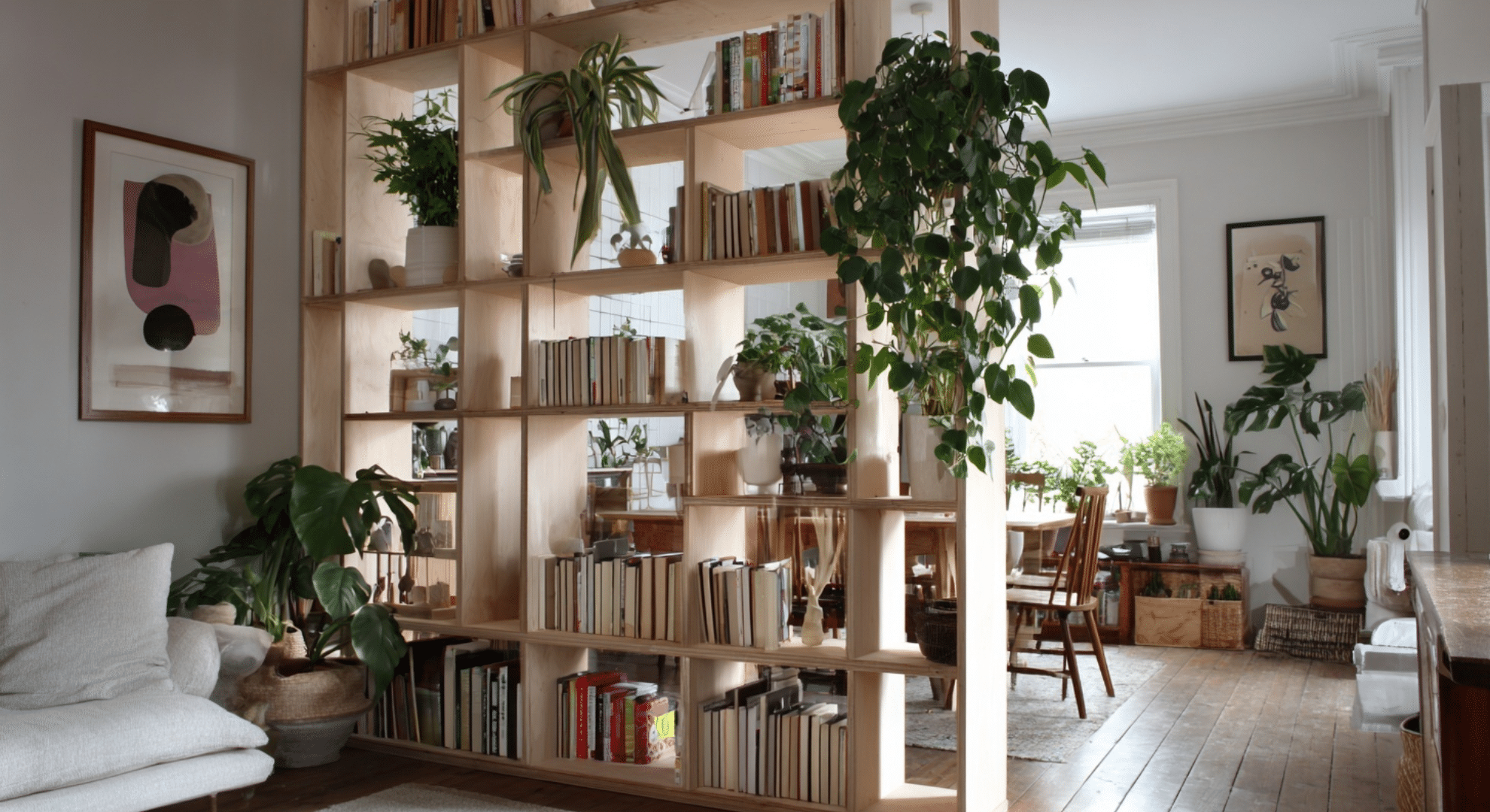 open shelving as a soft divider