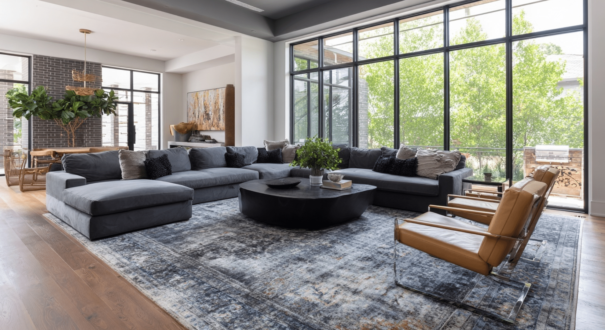 oversized rugs to prevent floating zones