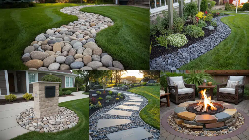 river rock landscaping ideas