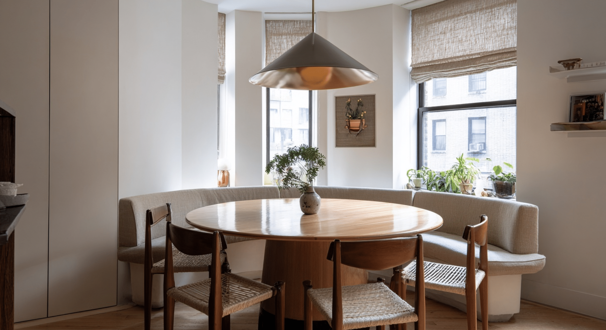 round dining tables in open plans