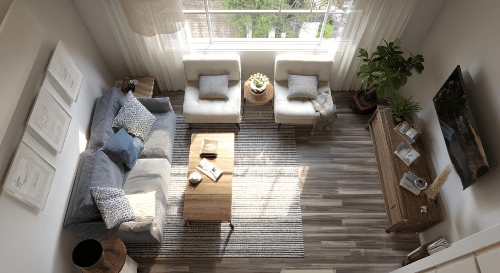 scaled down furniture layouts