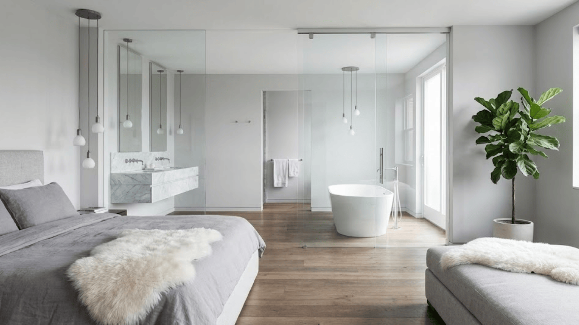 seamless bedroom to bathroom transition design