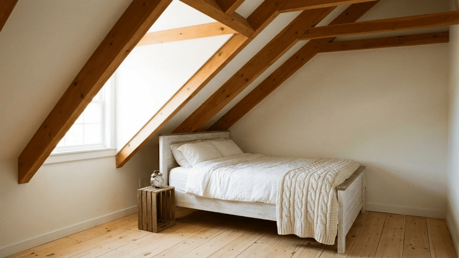 slanted ceiling or attic bedroom layout