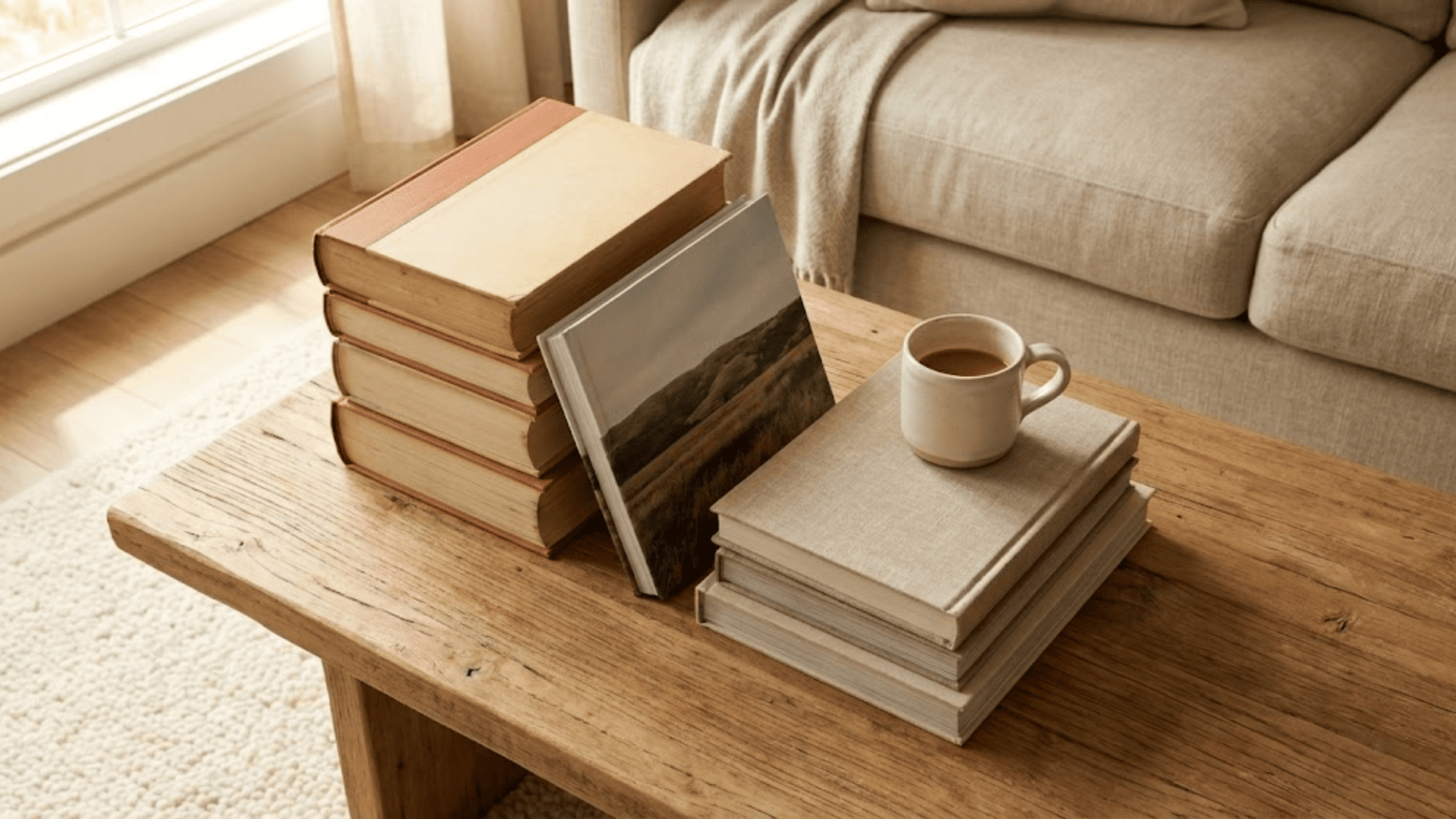 stacked books for a lived in look