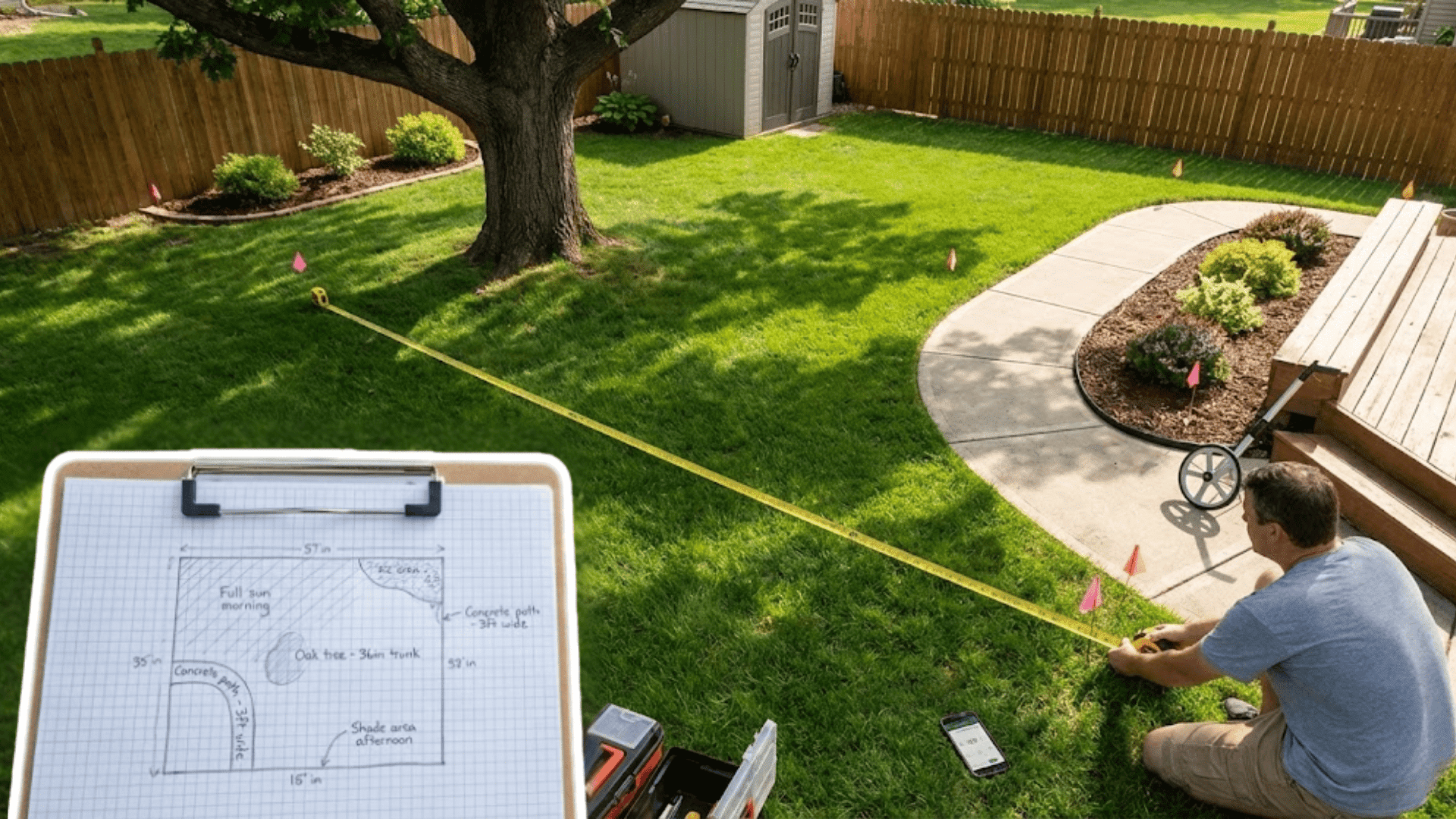 step 1 measure your yard and map key features