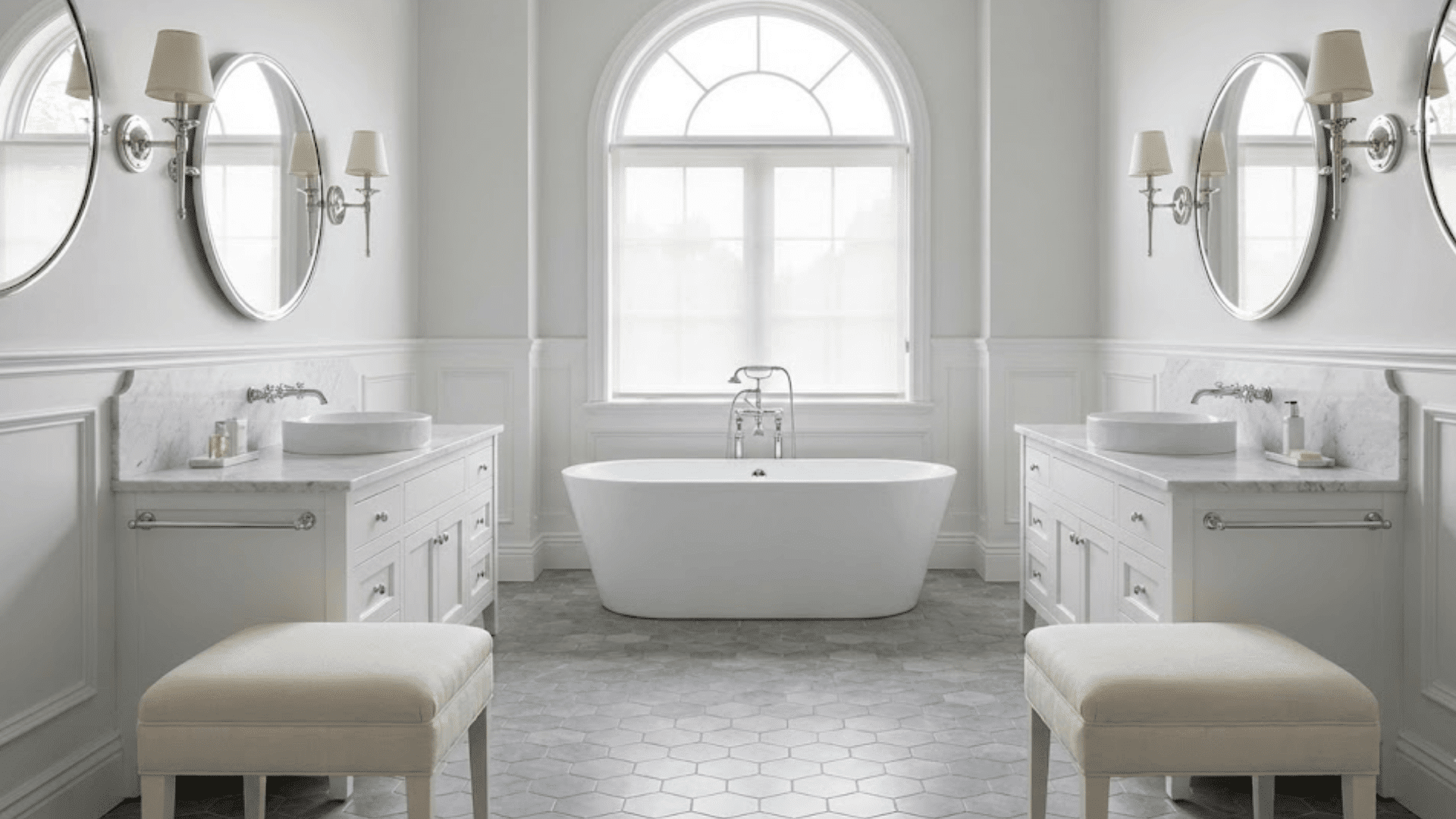 symmetrical luxury bathroom layouts for visual balance