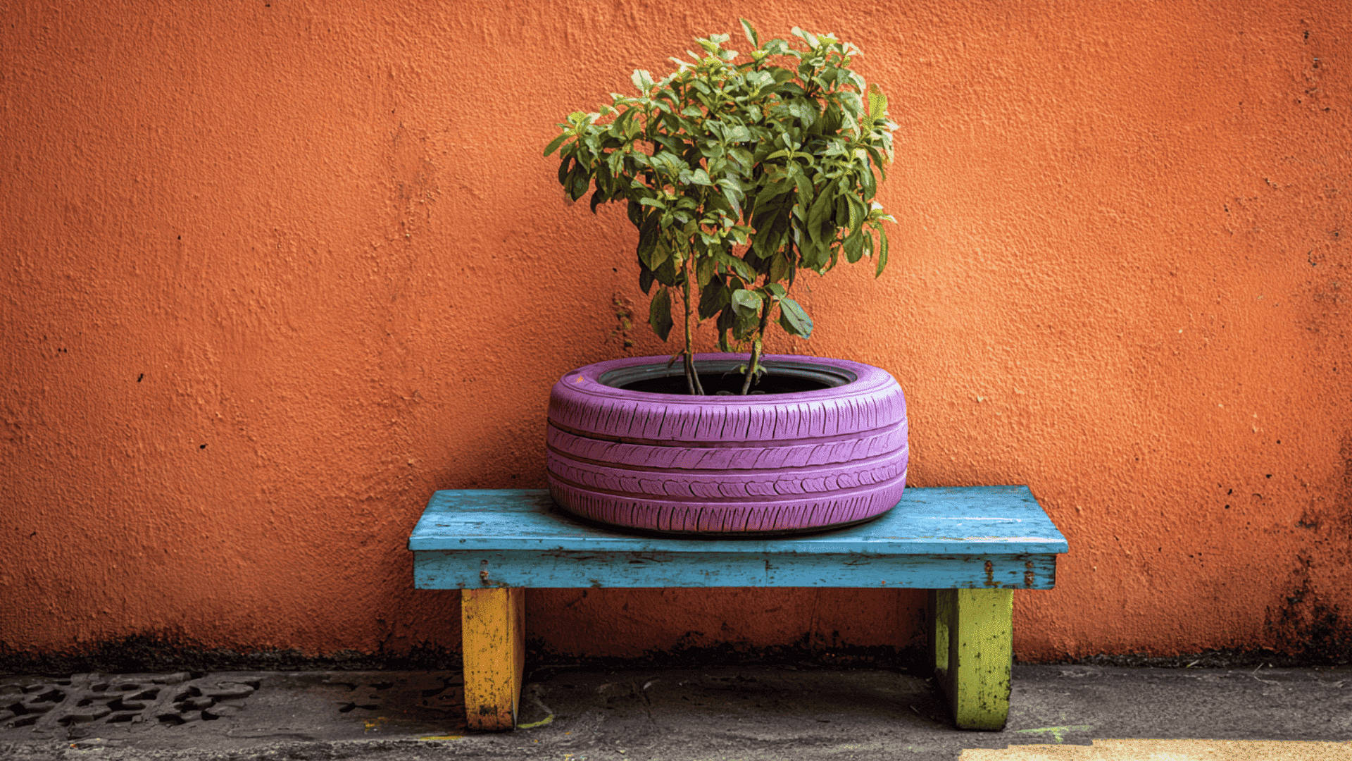 tire and upcycled material stands