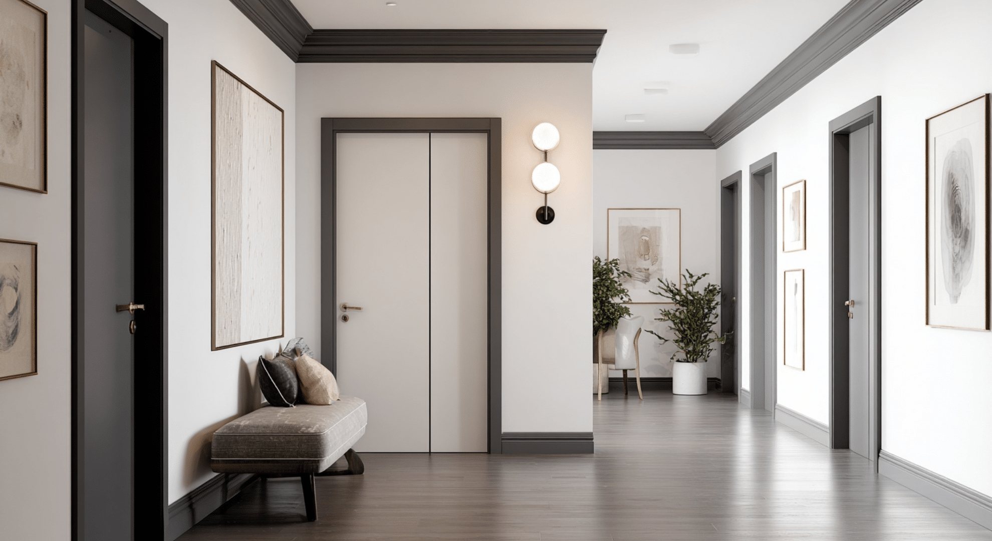 using a dark trim color scheme without overdoing it