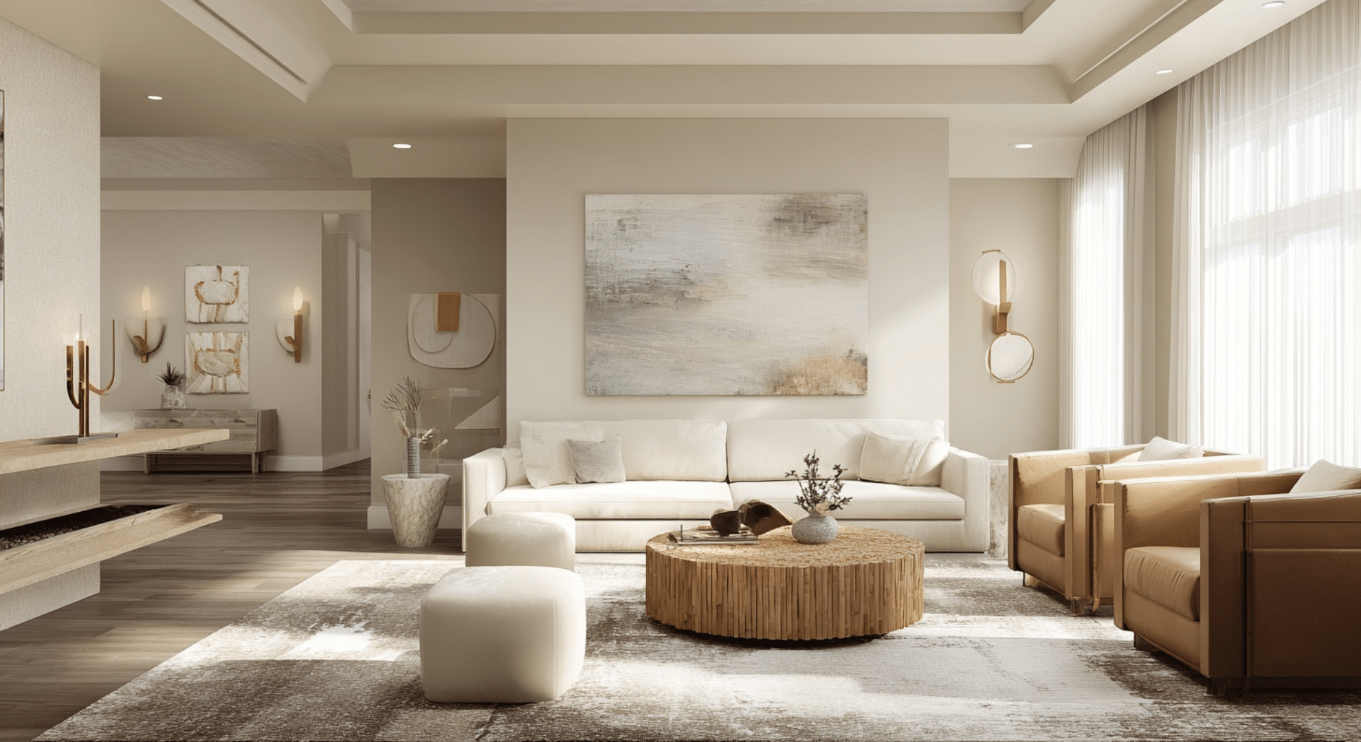 warm neutral open living space