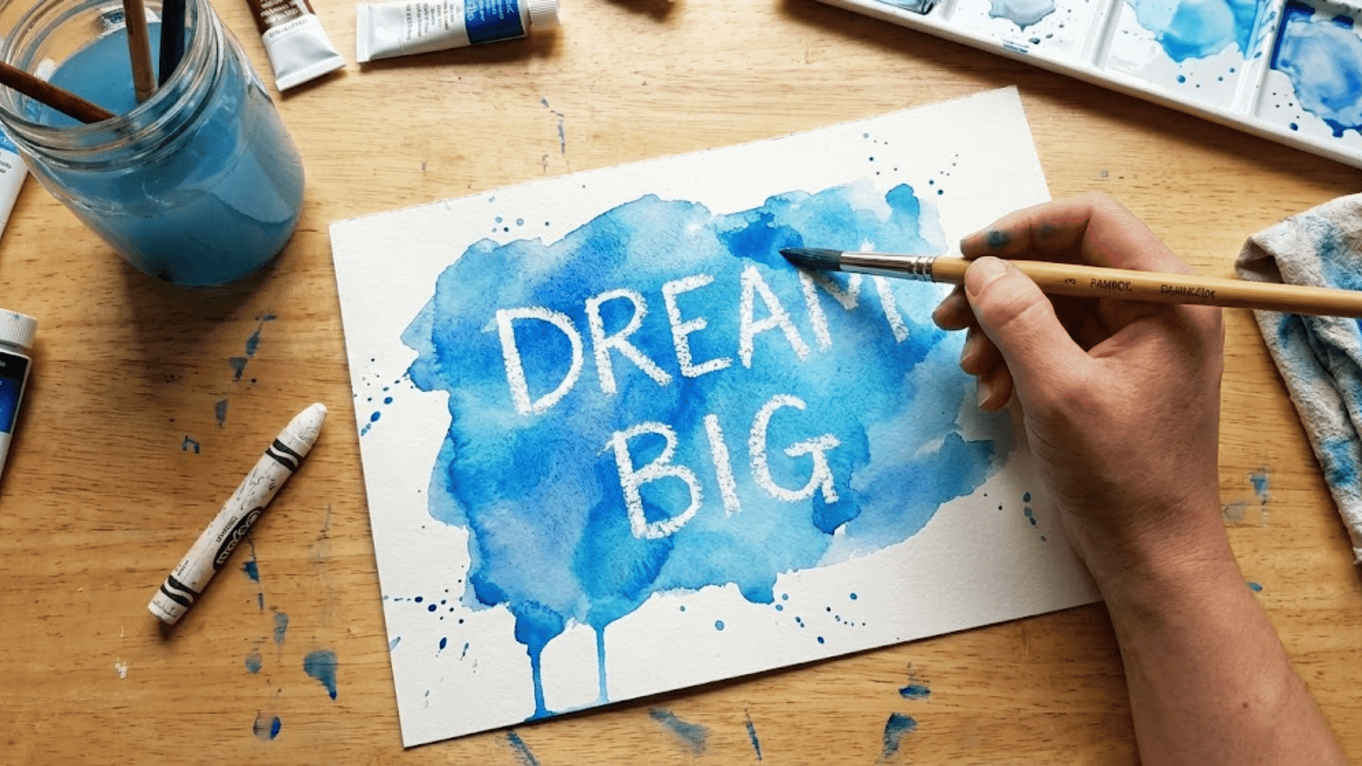 white crayon watercolor discovery