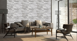 Garden room with modern wall panels.