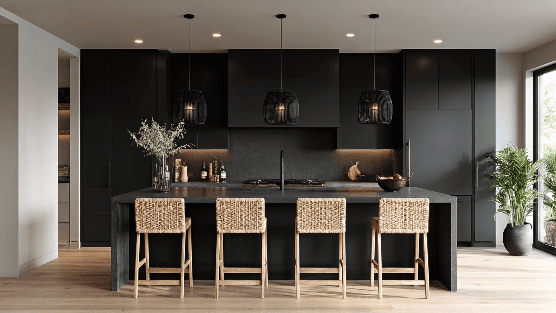 woven or natural fiber bar stools