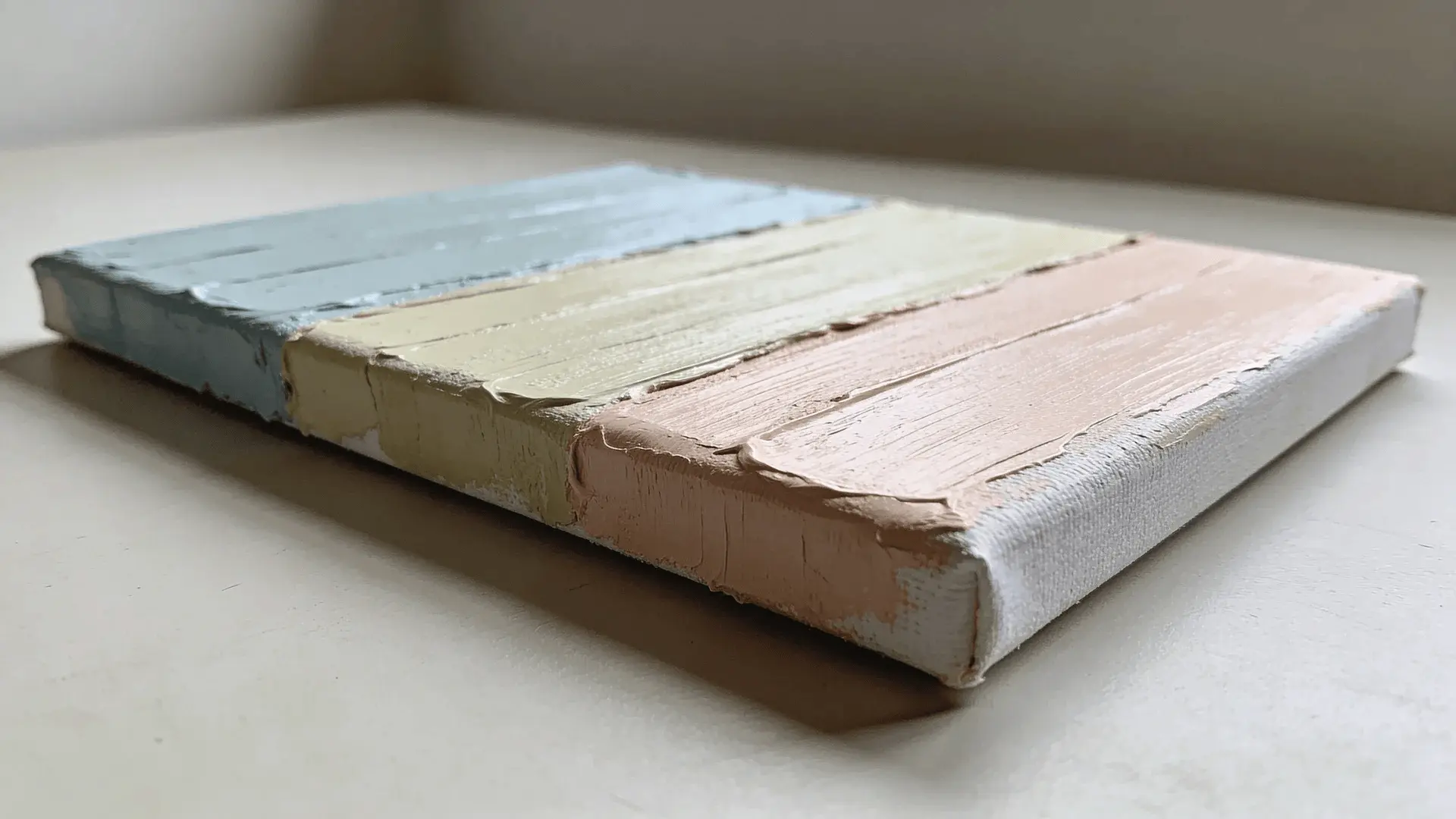 Canvas with visible bold brush strokes layered in one direction