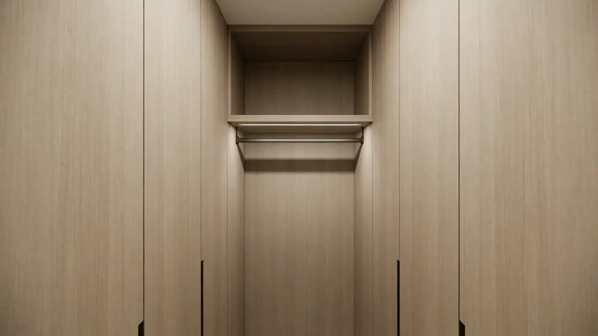 Closet wall with single long-hang section and open space above