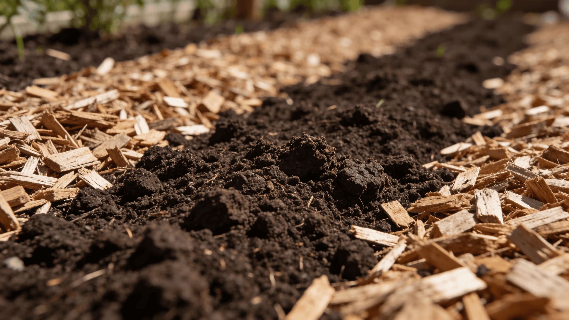Loose dark soil formed from decomposed organic garden layers