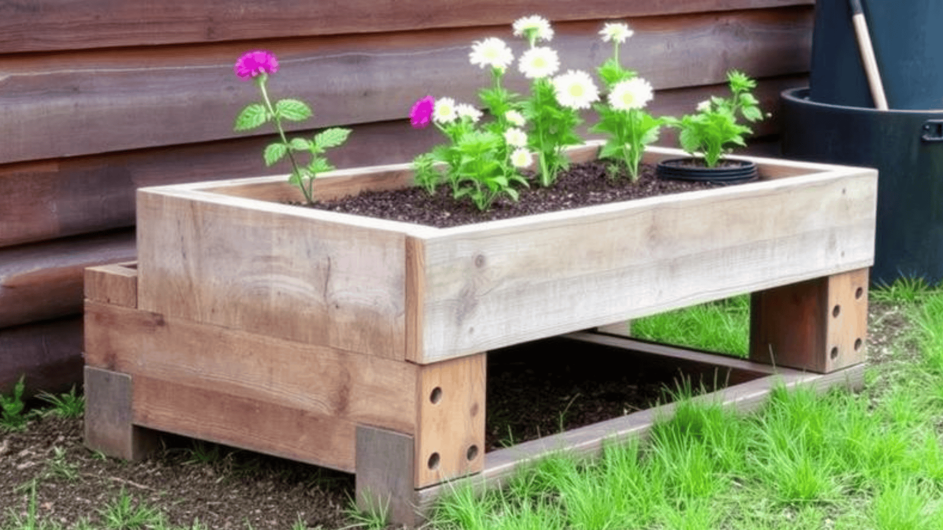 Recycled Material Flower Raised Bed
