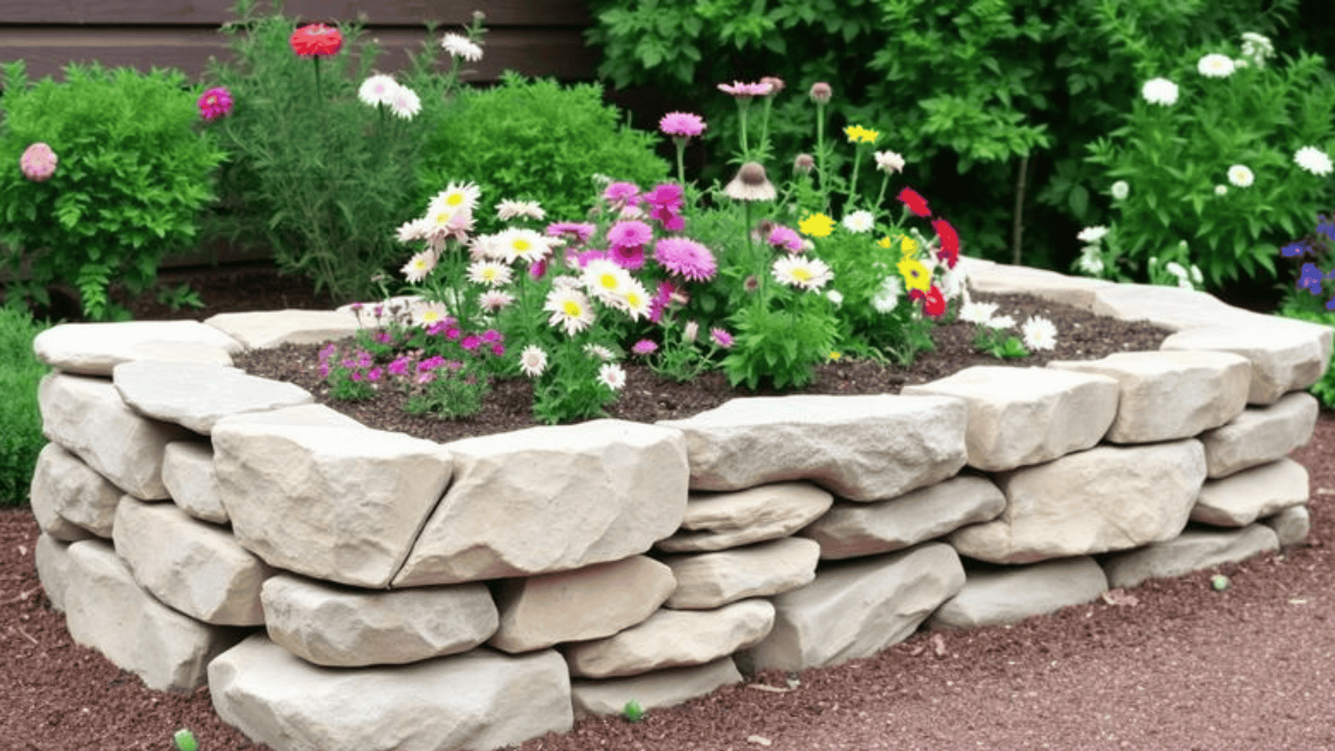 Stone Raised Flower Bed