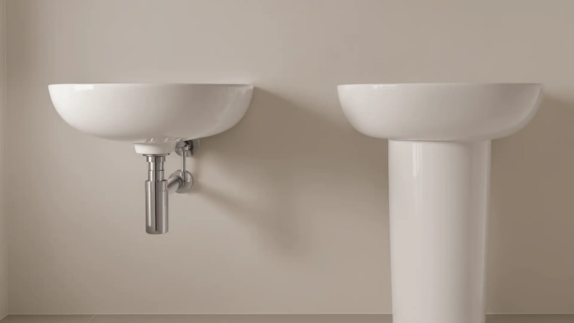 Wall-mounted and pedestal bathroom sinks with open space below