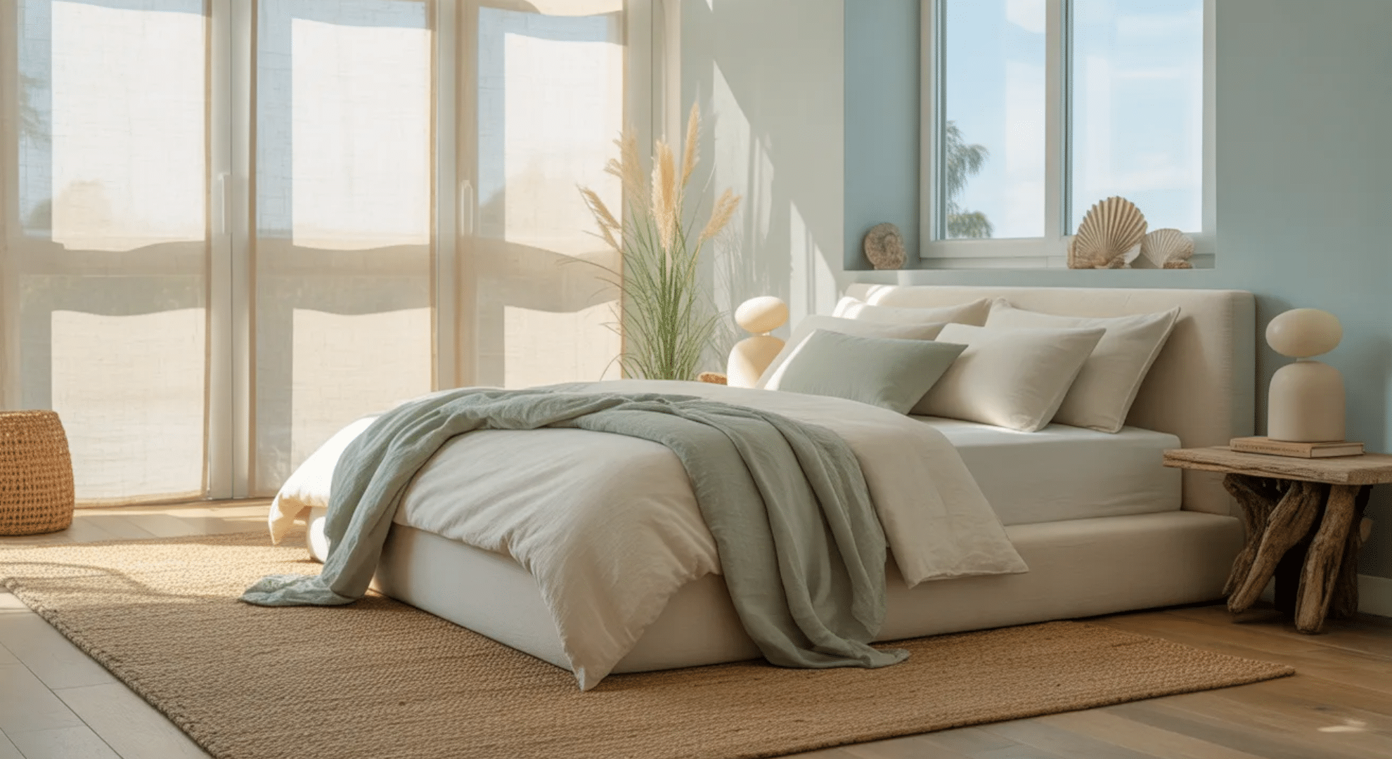 beach inspired coastal modern bedroom