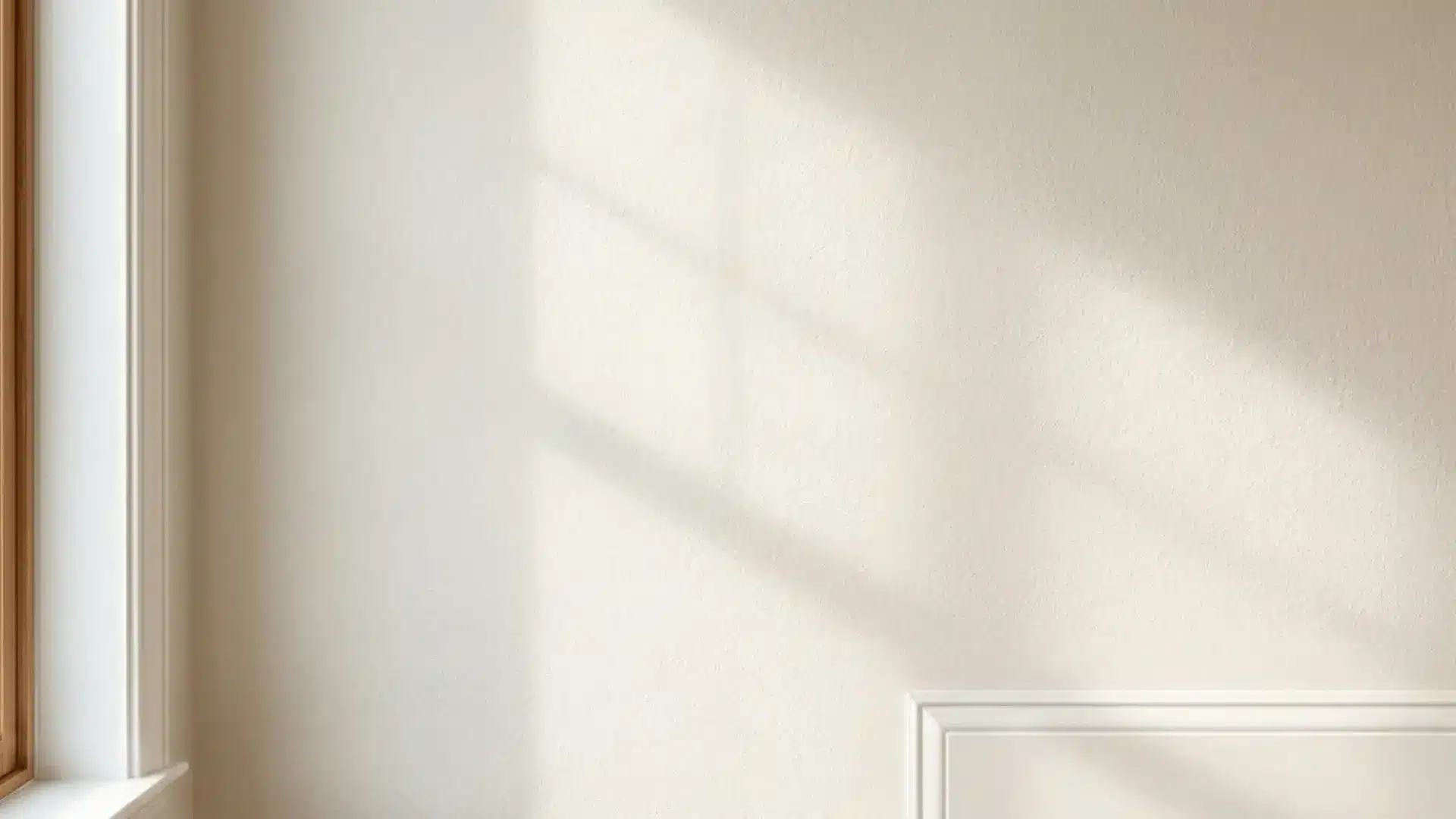 close-up of a light orange peel textured interior wall in warm natural daylight