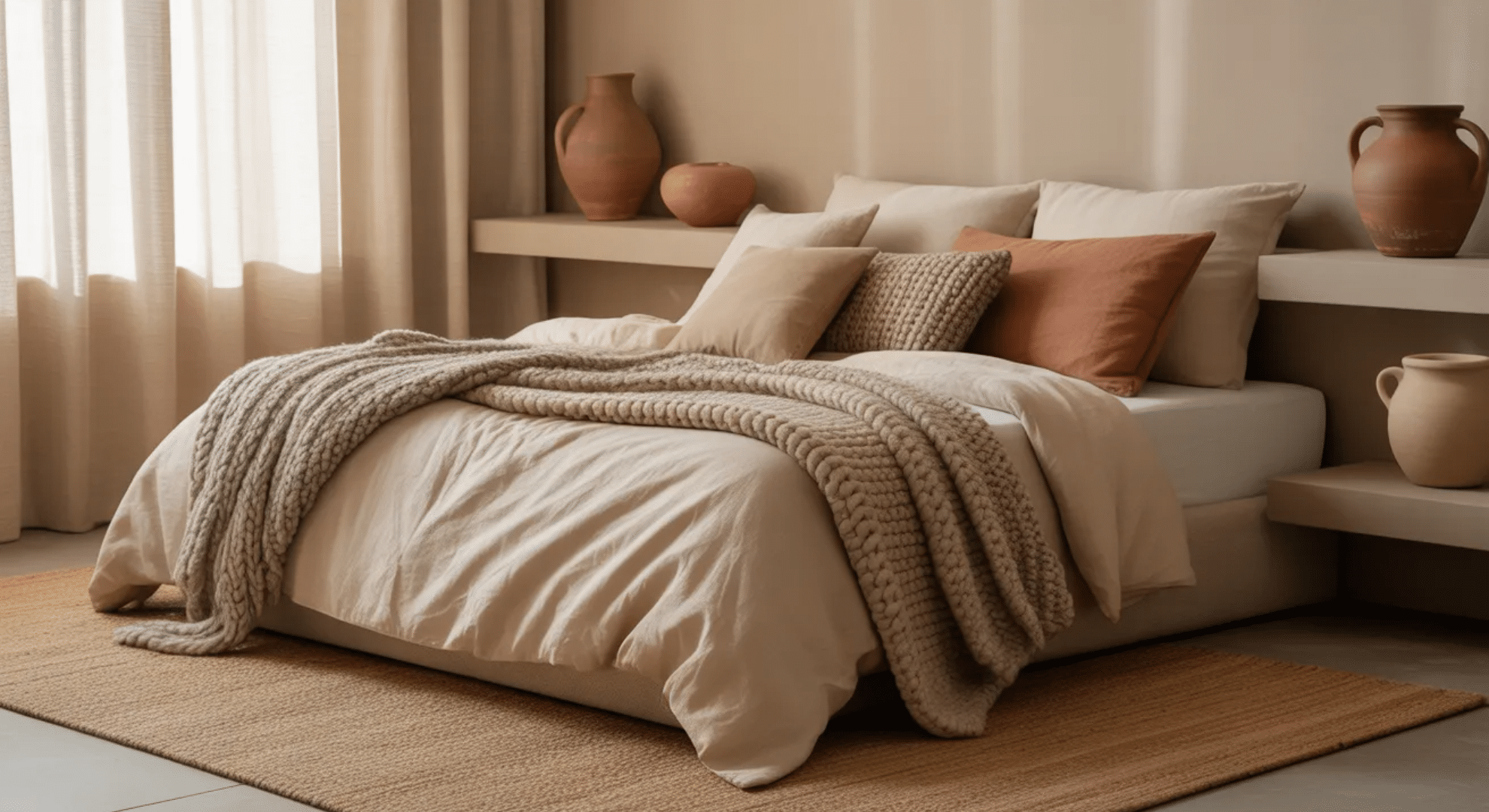 earthy neutrals with textured layers