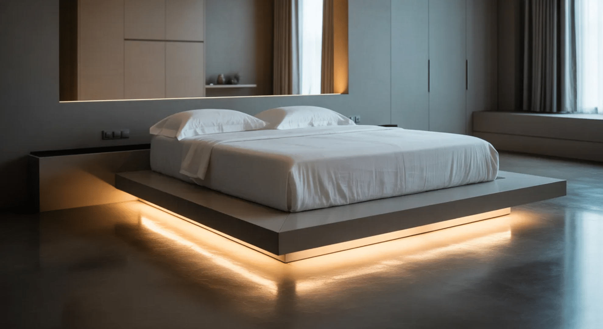 floating bed for a sleek look