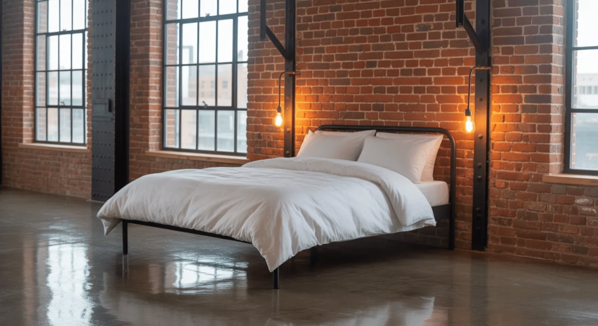 industrial loft bedroom