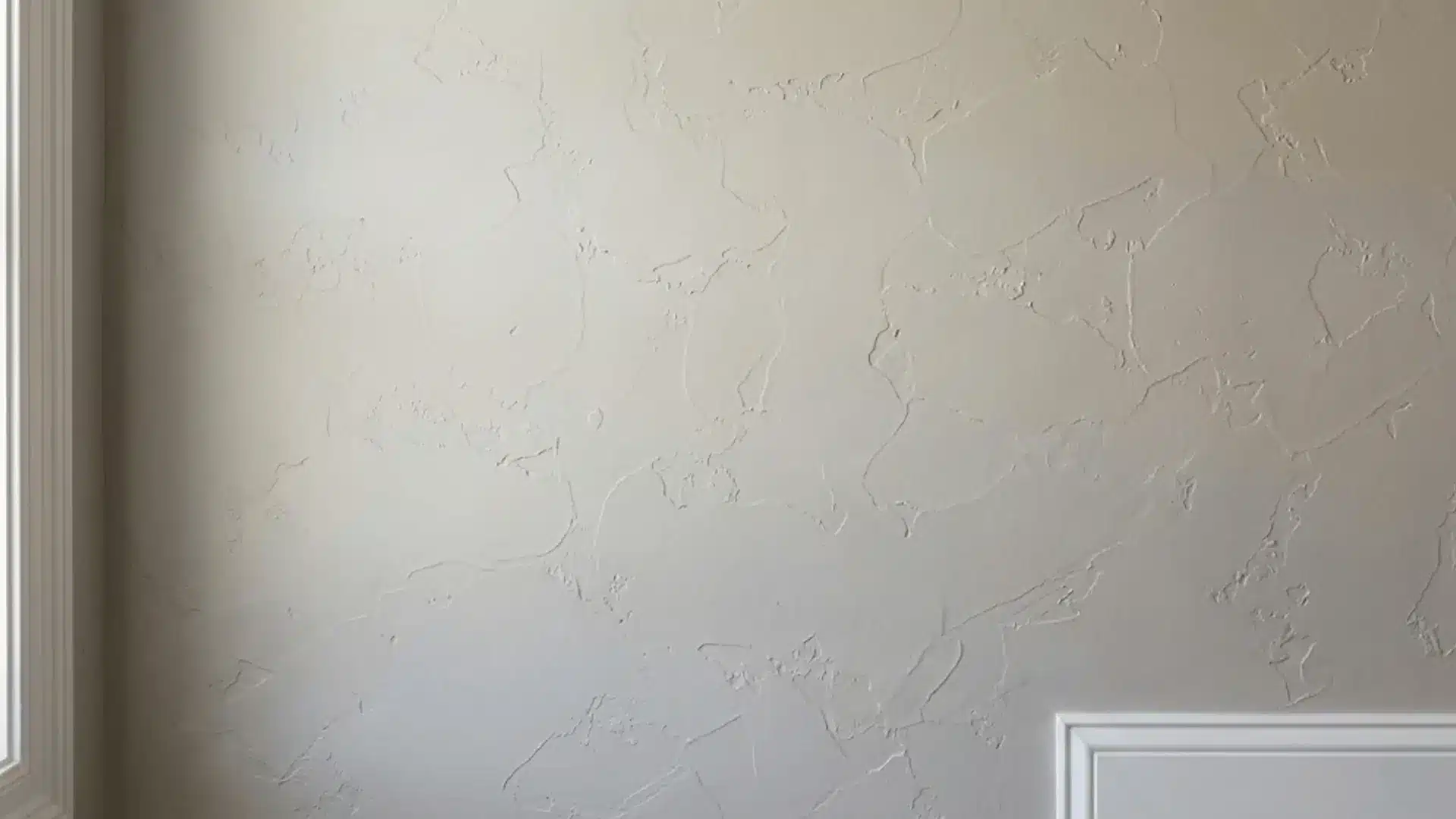 interior wall with knockdown texture showing uneven flattened peaks in soft natural light