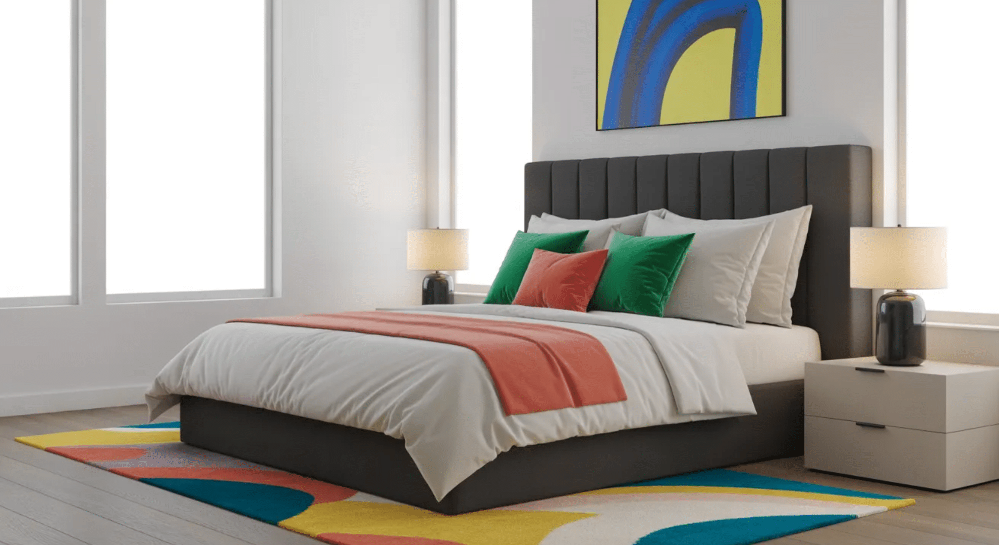 whimsical and playful with bright colors