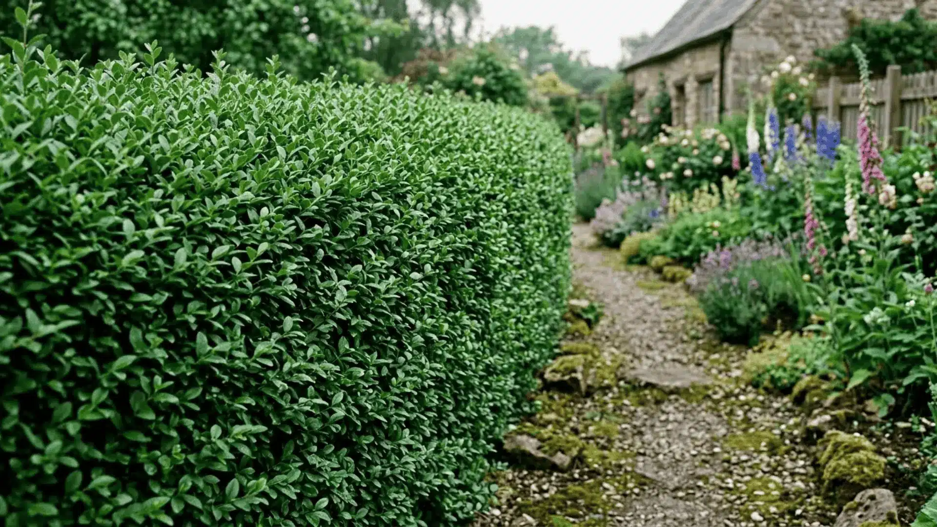 mock orange shrub covered in white four-petaled flowers with yellow centers blooming in a garden