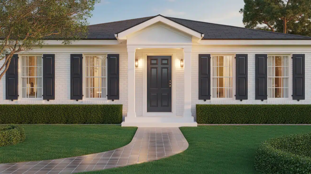 White-Brick-with-Black-Door-and-Shutters
