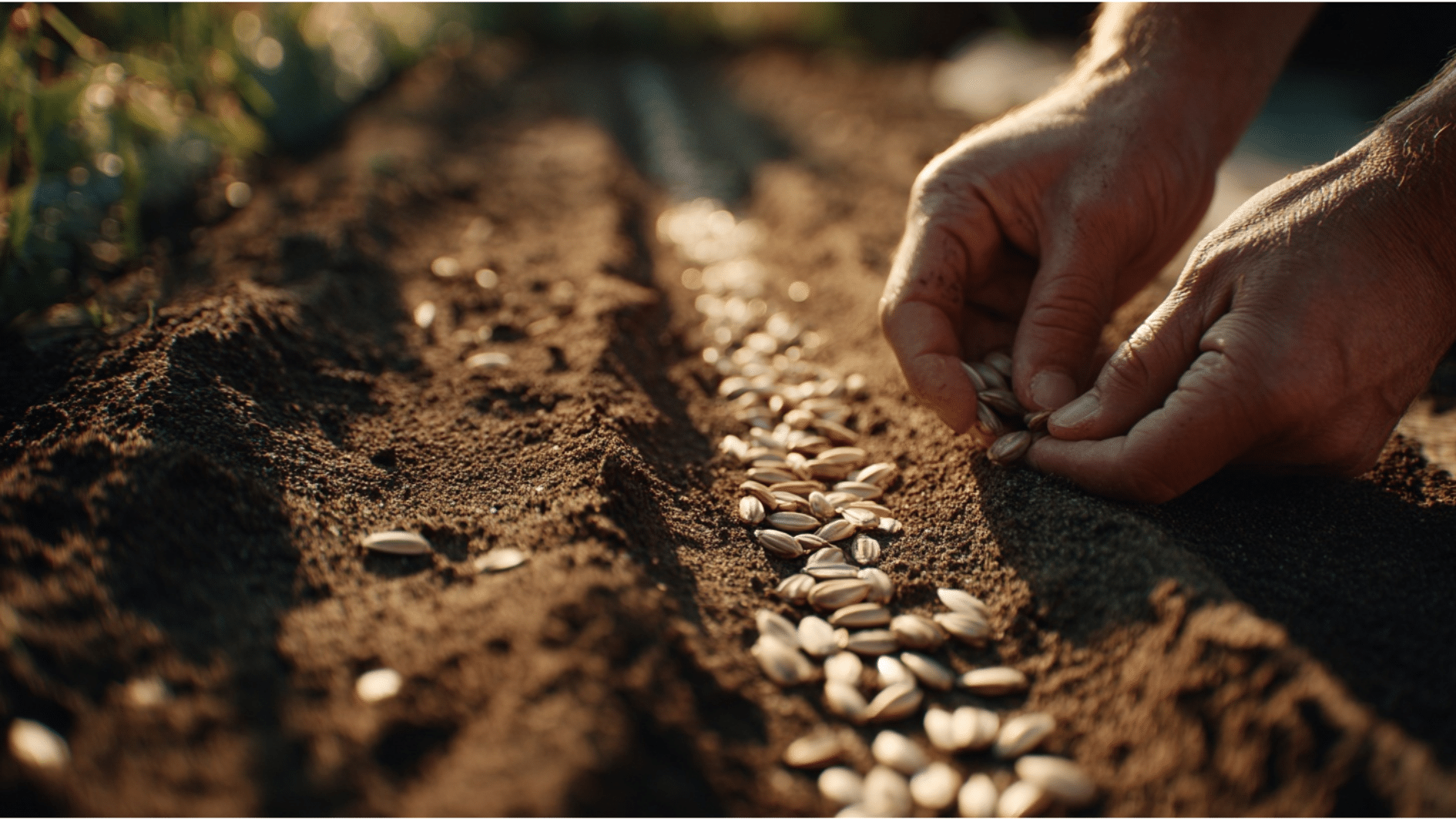 planting sunflower seeds at proper depth and spacing in garden soil