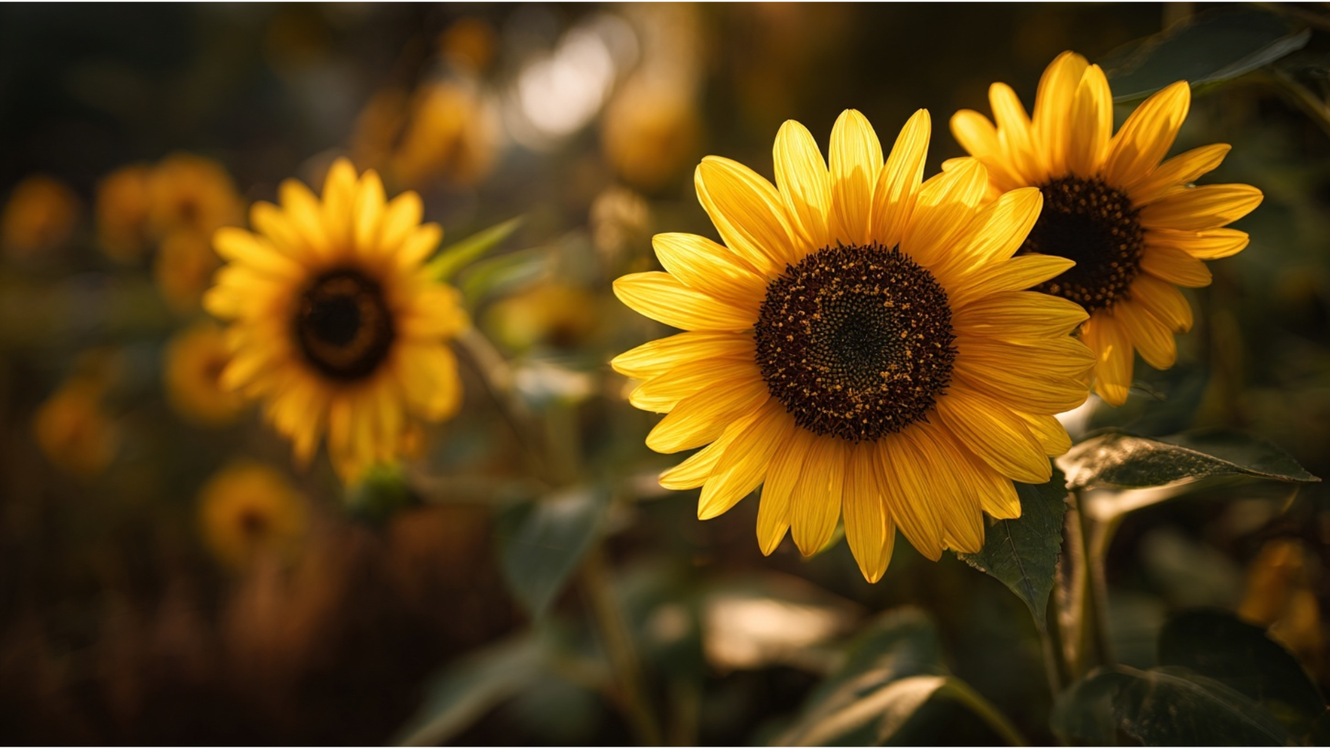 tall bright yellow sunflowers with large golden petals growing in a garden