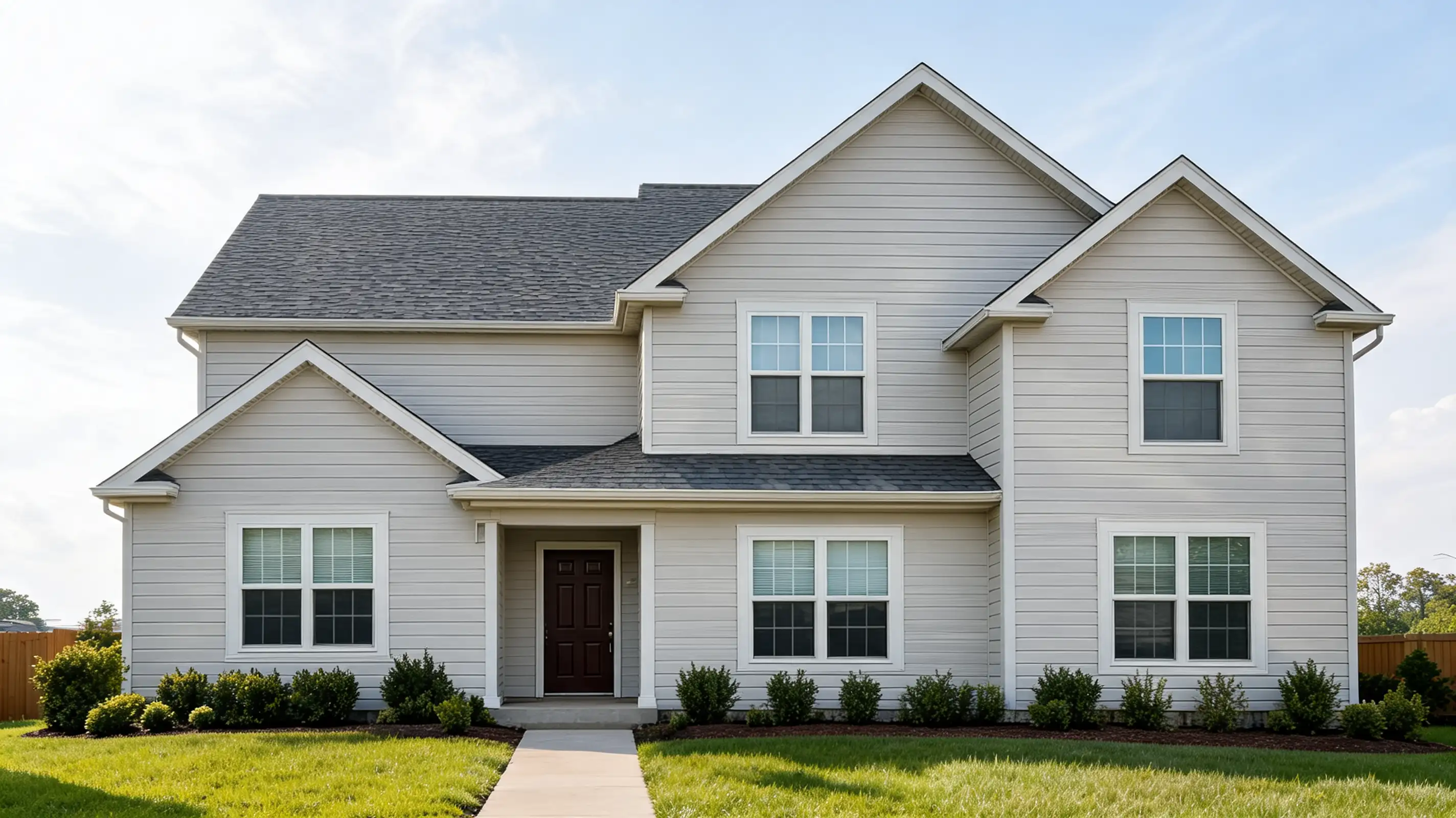 airy light gray coastal home exterior with white trim stone path and fresh landscaping (1)