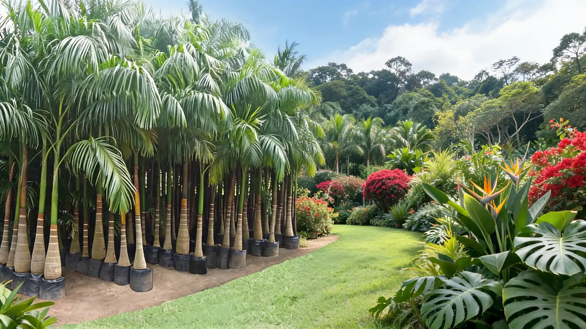bottle palm tree with swollen trunk and compact green crown